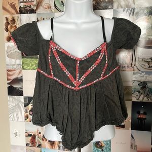 Textured off shoulder top